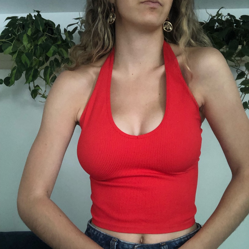 urban outfitters red halter top